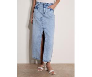 Midirock APRICOT "Midi-Jeansrock mit Perlenverzierung", Damen, Gr. L (40), blau (himmelblau), Denim, Obermaterial: 100% Baumwolle CO., uni, normal, Röcke, mit Perlenverzierung (75741551-40) himmelblau