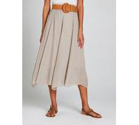 Midirock APRICOT "Midirock im Crinklelook", Damen, Gr. XL (42), braun, gewebt, Obermaterial: 70% Viskose CV. 30% Polyester PES., uni, normal, Röcke, mit Flechtgürtel, Topseller (49910930-42) braun