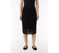 Midirock aus Ajourstrick im Slim Fit schwarz 38