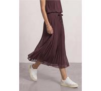 Midirock STREET ONE, Damen, Gr. 44, rustic rouge, Mesh, Obermaterial: 95% Polyester, 5% Elasthan. Futter: 100% Viskose, unifarben, bequem 7/8-Länge, Röcke, Sommerrock aus Mesh in Plisséestruktur / Wad