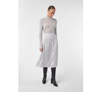 Midirock aus Satin mit Elastikbund und Bindeband grau 44