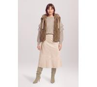 Midirock BETTY & CO "Damen mit Eingrifftaschen", Damen, Gr. 34, mocha meringue, Samt, Obermaterial: 95% Polyester, 05% Elasthan, figurumspielend lang, Röcke (26174515-34) mocha meringue