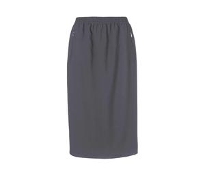 Midirock GOLDNER "Kurzgröße Reiserock mit Rundumdehnbund", Damen, Gr. 22, grau (dunkelgrau), Obermaterial: 100% Polyester PES., normal, Röcke, Ohne (82453913-22) dunkelgrau