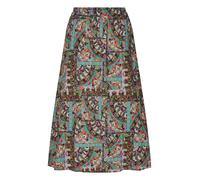 Midirock GOLDNER "Viskoserock mit Patch-Druck", Damen, Gr. 40, bunt (bunt, gemustert), Obermaterial: 100% Viskose CV., figurumspielend, Röcke, Nahttaschen an der Seite (99594265-40) bunt, gemustert