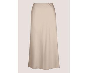 Midirock MADELEINE "Midirock Midi Satinrock für elegante Anlässe", Damen, Gr. 40, grau (kiesel), Obermaterial: 100% Polyester PES., Modern, normal, Röcke, Satin (29686917-40) kiesel