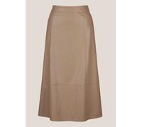 Midirock MADELEINE "Rock Leder-Look Midi-Rock mit Reißverschluss", Damen, Gr. 38, beige (taupe), Obermaterial: 100% Polyurethan PU., Modern, normal, Röcke (58178915-38) taupe