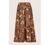 Midirock MADELEINE "Samtrock Eleganter Midirock mit floralem Design", Damen, Gr. 36, braun (tabakbraun, multicolor), Obermaterial: 100% Polyester PES., Modern, Röcke, Samtrock in Midilänge mit florale