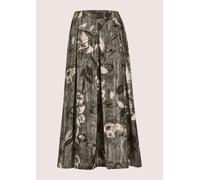 Midirock MADELEINE "Samtrock Eleganter Midirock mit floralem Design", Damen, Gr. 38, grau (bleigrau, multicolor), Obermaterial: 100% Polyester PES., Modern, Röcke, Samtrock in Midilänge mit floralem P