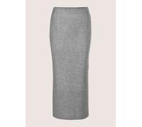 Midirock MADELEINE "Strickrock Eleganter Melange-Rock mit Zopfmuster", Damen, Gr. 34, grau (graphit, melange), Obermaterial: 59% Polyacryl PAN. 34% Viskose CV. 7% Elasthan EL., Modern, figurbetont, Rö