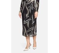 Midirock BETTY BARCLAY "Damen mit Gummizug", Damen, Gr. 44, taupe, schwarz, Obermaterial: 95% Polyester, 5% Elasthan; Futter: 95% Viskose, 5% Elasthan, figurbetont lang, Röcke (99153025-44) taupe, sch