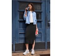 Midirock STREET ONE STUDIO, Damen, Gr. 38, schwarz, Web, 95% Baumwolle, 5% Elasthan, unifarben, regular fit knöchelfrei, Röcke, mit seitlichem Schlitz (26168920-38) schwarz