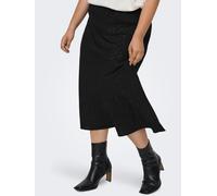 Midirock ONLY CARMAKOMA "CARJOSEE METTA LIFE MIDI SKIRT WVN", Damen, Gr. 46, schwarz aop:silber foil detail, Web, Obermaterial: 100% Polyester, bedruckt, regular fit ca. Mitte Wade, Röcke Midirock, mi