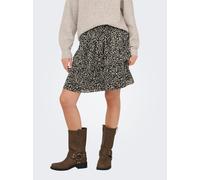 Midirock ONLY "ONLMAVIE LIFE SHORT LOOSE SKIRT WVN", Damen, Gr. XS (34), schwarz aop:splassed abstract, Web, Obermaterial: 100% Polyester, bedruckt, regular fit kniefrei, Röcke (37888419-XS) schwarz a