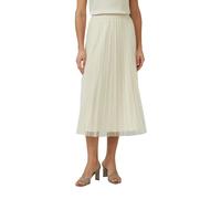 Midirock S.OLIVER BLACK LABEL, Damen, Gr. 40, beige (grau beige), Mesh, Obermaterial: 100% Polyester, unifarben, normal 3/4-Länge, Röcke, mit Falten und Gummibund (81113548-40) grau beige