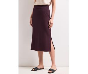 Midirock STREET ONE, Damen, Gr. 38, lila (rustic rouge), Stoff, 75% Viskose, 20% Polyester, 5% Elasthan, unifarben, normal wadenlang, Röcke, in Midi-Länge (60684160-38) rustic rouge