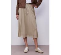 Midirock STREET ONE, Damen, Gr. 38, safari beige, Web, Obermaterial: 95% Polyester, 5% Elasthan. Futter: 100% Viskose, Mesh, unifarben, regular fit ca. Mitte Oberschenkel, Röcke, aus Mesh in Plisséest