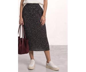 Midirock STREET ONE, Damen, Gr. 40, schwarz coffee, Mesh, Obermaterial: 94% Polyester, 6% Elasthan. Futter: 100% Viskose, gepunktet, bequem 3/4-Länge, Röcke, Sommerrock aus Mesh in Plisséestruktur / G