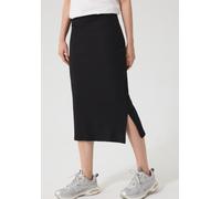 Midirock STREET ONE STUDIO, Damen, Gr. 38, schwarz, Web, 95% Baumwolle, 5% Elasthan, unifarben, regular fit knöchelfrei, Röcke, mit seitlichem Schlitz (26168920-38) schwarz