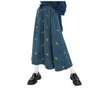 Midirock Übergröße Damen Cordrock A-Linie Langer Rock Damen Winter Hohe Taille Röck Klassischer Cord-Rock Langer Damenrock Faltenrock Midi Casual Warm Mittellange Cordrock Winterrock (Blue, XXXXXL)