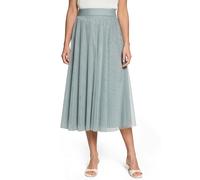 Midirock ZERO "Damen mit elastischem Bund", Damen, Gr. 40, silber blau, Obermaterial: 100% Polyester, transparent, festlich, ausgestellt lang, Röcke, drapiert / gerafft (29374518-40) silber blau