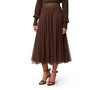 Midirock ZERO "Damen mit Gummibund", Damen, Gr. 36, chicory coffee, Obermaterial: 100% Polyester, durchscheinend, festlich, figurumspielend lang, Röcke, Falten (63072213-36) chicory coffee