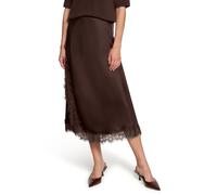 Midirock ZERO "Damen mit Spitze", Damen, Gr. 44, chocolate plum, Satin, Obermaterial: 100% Polyester, figurumspielend lang, Röcke, Spitze (62310140-44) chocolate plum