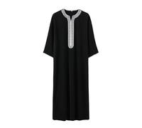 Midiskye Herren Kaftan Thobe Langarm Abaya Schwarz Arabische Kleidung Islamische Robe Männer Thobe Islamische Geschenke Ramadan