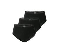 Midislip SCHIESSER "Modern Multipacks", Damen, Gr. 42, schwarz, Obermaterial: 95% Baumwolle, 5% Elasthan, Unterhosen, Spitzen-Bund, elastisch (38352763-42) schwarz