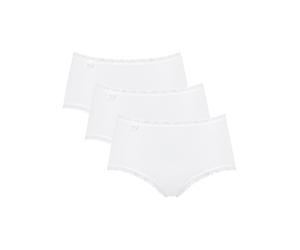 Midislip SLOGGI "24/7 Cotton Lace", Damen, Gr. 42, weiß, Obermaterial: 96% Baumwolle, 4% Elasthan, gemustert, unifarben, körpernah, Unterhosen, mit zarter Spitze, Baumwollmischung. blickdicht, hüftige