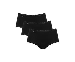 Midislip SLOGGI "24/7 Cotton Lace", Damen, Gr. 44, schwarz, Obermaterial: 96% Baumwolle, 4% Elasthan, unifarben, körpernah, Unterhosen, mit zarter Spitze, Baumwollmischung. blickdicht, hüftiger Schnit