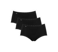 Midislip SLOGGI "24/7 Cotton Lace", Damen, Gr. 50, schwarz, Obermaterial: 96% Baumwolle, 4% Elasthan, unifarben, körpernah, Unterhosen, mit zarter Spitze, Baumwollmischung. blickdicht, hüftiger Schnit