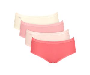 Midislip SLOGGI "Basic+ Midi", Damen, Gr. 38, rosa (rot, schwarz combination), Single Jersey, Obermaterial: 95% Baumwolle, 5% Elasthan, figurbetont, Unterhosen, perfekter Sitz, besonders weiche Nähte,