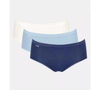 Midislip SLOGGI "Basic+ Midi", Damen, Gr. 44, blau (multiple colours 20), Single Jersey, Obermaterial: 95% Baumwolle, 5% Elasthan, körpernah, Unterhosen, perfekter Sitz, besonders weiche Nähte, Cotton
