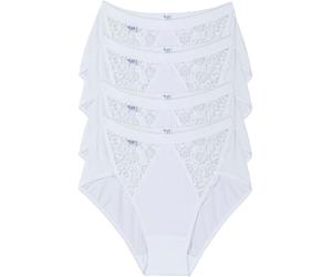 Midislip SLOGGI "Chic", Damen, Gr. 36, weiß, Single Jersey, Obermaterial: 95% Baumwolle, 5% Elasthan. Spitze: 71% Polyamid, 20% Baumwolle, 9% Elasthan, gemustert, unifarben, körpernah, Unterhosen, ela
