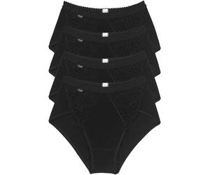 Midislip SLOGGI "Chic", Damen, Gr. 48, schwarz, Single Jersey, Obermaterial: 95% Baumwolle, 5% Elasthan. Spitze: 71% Polyamid, 20% Baumwolle, 9% Elasthan, gemustert, unifarben, körpernah, Unterhosen,