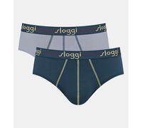 Midislip SLOGGI "men Start", Herren, Gr. 7, blau, light combination, Single Jersey, Obermaterial: 96% Baumwolle, 4% Elasthan, körpernah, Unterhosen, sportliche geschnitten, ohne Eingriff, Cotton-Mix (