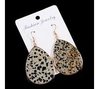 MIDJ Damen Creolen Ohrringe, Damenohrringe Hängen Vintage Ovaler Anhänger Ohrring Boho Chakra Dalmatiner Jaspis Tropfen Ohrringe Für Damen Hochzeit Charme Ethnischer Schmuck