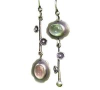 MIDJ Damen Creolen Ohrringe, Damenohrringe Hängender AST Blume Anhänger Ohrring Boho Chakra Reiki Intarsien Antik Silber Achat Tropfen Ohrringe Für Damen Hochzeit Charme Schmuck