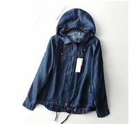 MIDJ Damenkorsett Mit Langen Ärmeln,Damenmode Vintage Jeansblusen Mit Kapuze Hemd Langarm Lässige Knopfhemdjacke Blau Gesteppte Brusttasche Blusen Tunika Leichtes Jeans-Sweatshirt Für Mädchen M