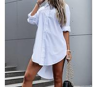 MIDJ Elegantes Lässiges Langarm-Top, Fashion Casual Loose Shirts Für Damen Langarm Tunika Vintage Weiß Knopf V-Ausschnitt Sexy Shirt Luxus Glänzende Tops Übergroße Bluse Für Mädchen XXL