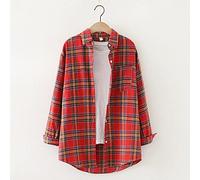 MIDJ Hemd Damen,Damenhemd Flanellhemd Rot Und Gelb Schlichte Karierte Hemden Langarmhemden Schicke Hemden Dicke Leichte Jacken Holzfällerhemden, L