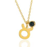 MIDJ Sternzeichen Anhänger Silber,Bunte Zirkon Hipster Sternzeichen Halskette Stier Astrologie Halskette Horoskop Geschenke für Frauen Und Männer Gold Frauen