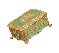 MIDOKSTUA Zincs Schmuckkoffer aus Legierung mit eleganter Rosenprägung und praktischer verspiegelter Aufbewahrungsbox für Heimdekoration, Prägung und praktischer verspiegelter Aufbewahrungsbox für