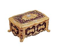 MIDOKSTUA Zincs Schmuckkoffer aus Legierung mit eleganter Rosenprägung und praktischer verspiegelter Aufbewahrungsbox für Heimdekoration, Prägung und praktischer verspiegelter Aufbewahrungsbox für