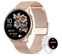 Miecgth Smartwatch Damen Rund mit Telefonfunktion, 1.39" Zoll Touchscreen Fitness Tracker, mit Pulsuhr SpO2 Schlafmonitor Menstruationszyklus120+ Sportmodi Schrittzähler für iOS Android (Rosa Gold)