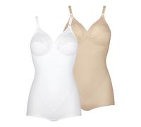 Miederbody TRIUMPH "Formfit BSX 02P DE", Damen, Gr. 85, Cup B, natur, schwarz combination, Spitze, Obermaterial: 54% Polyamid, 22% Baumwolle, 19% Elasthan, 5% Polyester, bestickt, unifarben, Bodys, kl