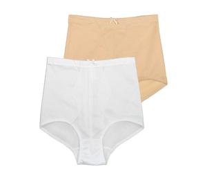 Miederhose SASSA "2er Sparpack Miederhose Bodyforming", Damen, Gr. 80, bunt (puder weiß), Stoff, Obermaterial: 80% Polyamid PA. 20% Elasthan EL., Unterhosen (45509029-80) puder weiß