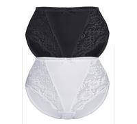 Miederslip SASSA "2er Pack Miederslip CLASSIC LACE", Damen, Gr. 38, bunt (schwarz weiß), Obermaterial: 85% Polyamid PA. 15% Elasthan EL., Unterhosen (87916239-38) schwarz weiß