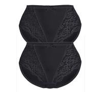 Miederslip SASSA "2er Pack Miederslip CLASSIC LACE", Damen, Gr. 40, schwarz (schwarz schwarz), Obermaterial: 85% Polyamid PA. 15% Elasthan EL., Unterhosen (67255355-40) schwarz schwarz