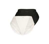 Miederslip SASSA "Classic Lace", Damen, Gr. 38, schwarz (pearl, schwarz), Obermaterial: 85% Polyamid, 15% Elasthan, unifarben, normal, Unterhosen, mit Spitzeneinsatz (90528539-38) pearl, schwarz